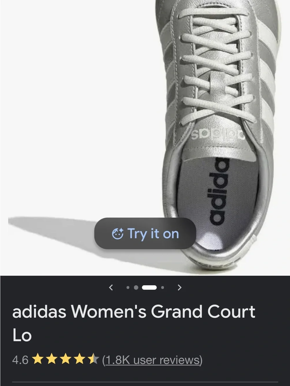 adidas Women's Grand Court Lo Sneakers - Silver/White - Picture 1 of 7